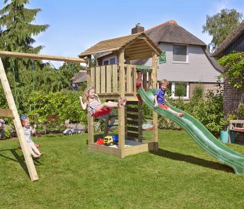 Jungle Cottage | Aire de jeux en bois avec balançoire double