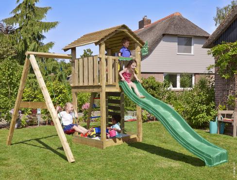 Jungle Cottage | Aire de jeux en bois avec balançoire