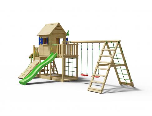Jungle Nook | Aire de jeux en bois avec toboggan et étal de marché