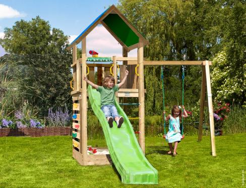 Jungle Lagoon | Aire de jeux en bois avec balançoire double