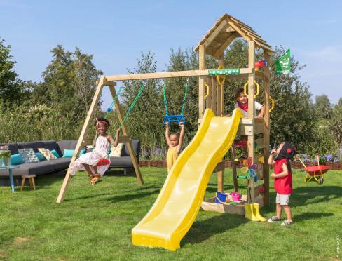 Jungle Cocoon | Aire de jeux en bois avec balançoire double