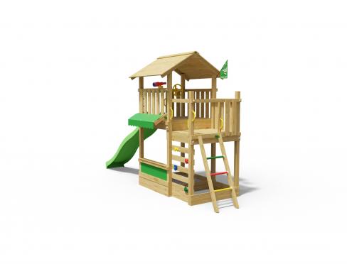 Jungle Bayou | Aire de jeux en bois avec toboggan et étal de marché