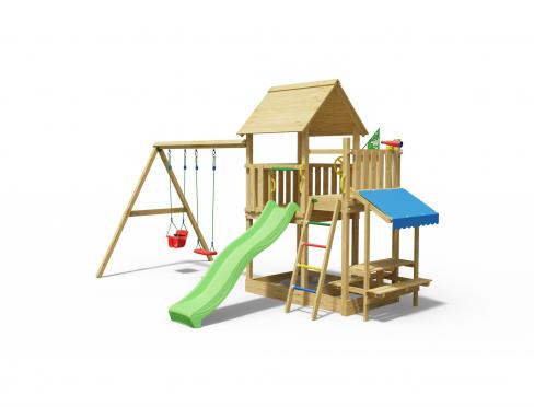 Jungle Lagoon | Aire de jeux en bois avec balançoire double
