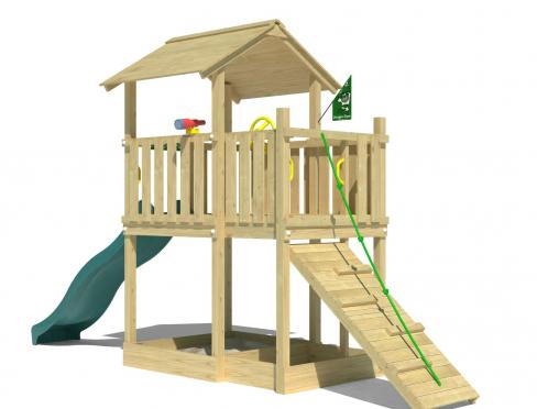 Jungle Drift | Houten speeltoestel met glijbaan