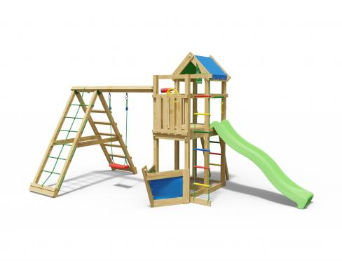 Jungle Explorer | Aire de jeux en bois avec balançoires & filet d'escalade