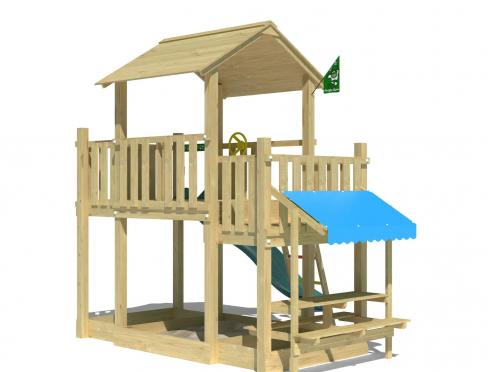 Jungle Valley | Houten speeltoestel met glijbaan & picnic tafel