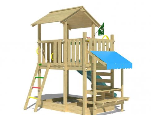 Jungle Plaza | Houten speeltoestel met glijbaan