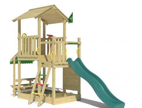 Jungle Keep | Houten speeltoestel met glijbaan & picnic tafel